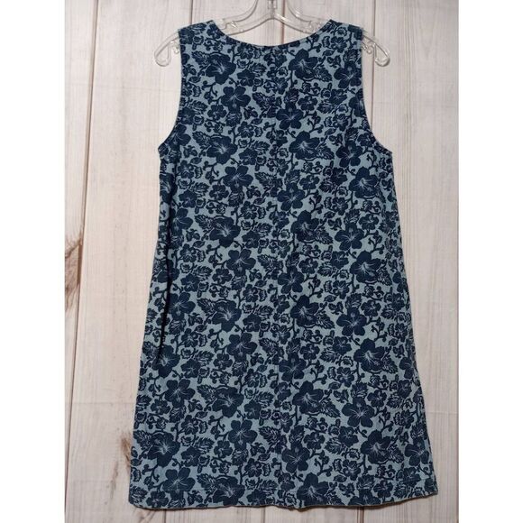 Kisses Dress Ladies Small‎ Blue Floral Sleeveless Chambray Knee Length - Picture 2 of 5